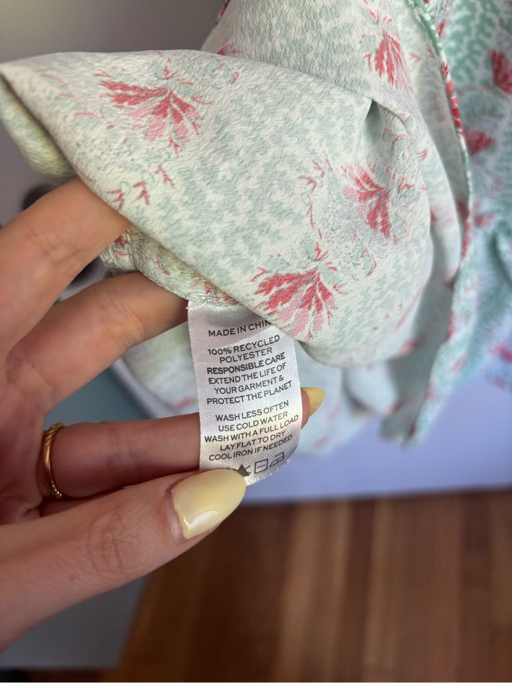 Hill House Louisa nap dress, mint and coral floral pattern, Size L - Picture 3 of 4